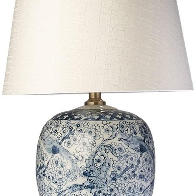 Oriental Furniture 20" Classic Blue & White Porcelain Jar Lamp