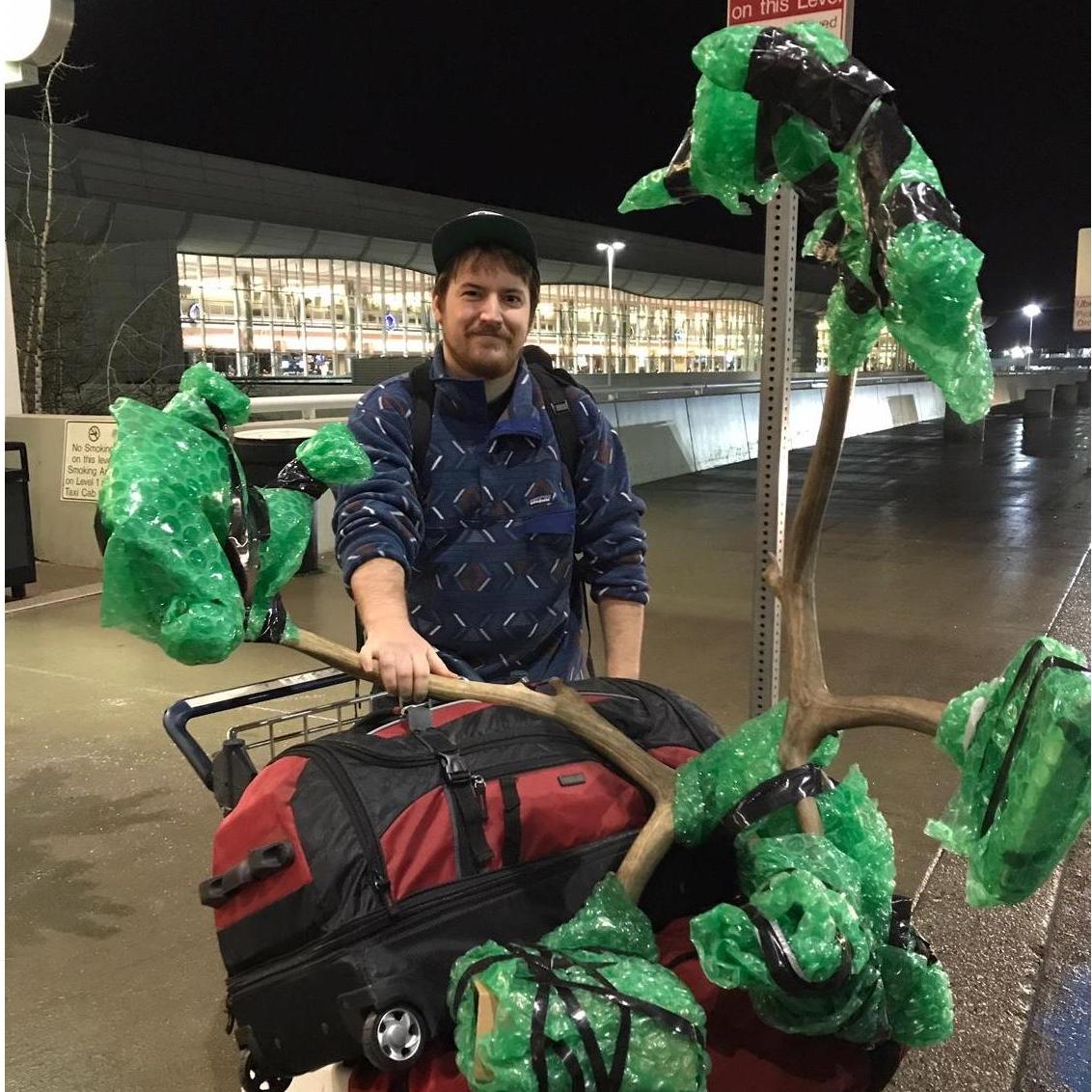 Johnny leaving Alaska, carrying with him a tangible memory. December 2017.