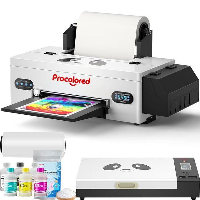 Procolored A3 DTF Printer Transfer Printing Machine with White Ink Circulation and Semi-Automatic Cleaning System for DIY Print T-Shirt L1800 Direct to Film Printer (Printer+Oven+Ink)