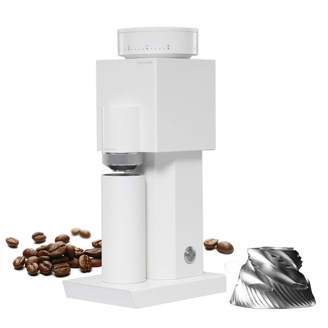 TIMEMORE Bricks 01S Electric Coffee Grinder, 150 Adjustable Settings, High-Performance Motor for Consistent Grind, Stainless Steel Easy Clean Design, Perfect for espresso Pour-Over French Press, White