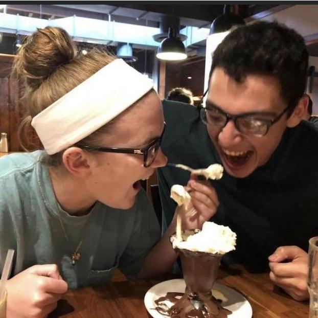 Celebrating the end of my high school years with a chocolate mess from Market Place