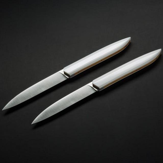 White & Bamboo Steak Knife 4pc Set
