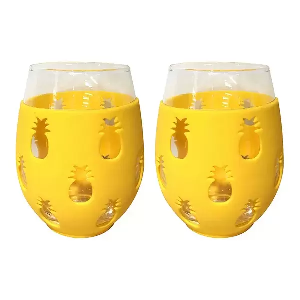 Celebrate Summer Together 2-pc. Pineapple Stemless Wine Glass Set