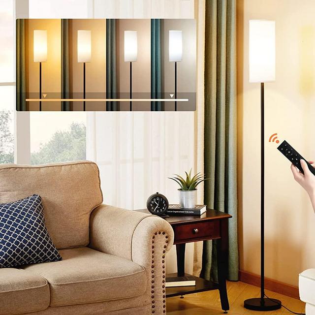 Ambimall Floor Lamps for Living Room, Modern Floor Lamp with Remote Control and Stepless Dimmable Colors Temperature & Brightness, Standing Lamps for Living Room Bedroom Office, 9W Bulb Included