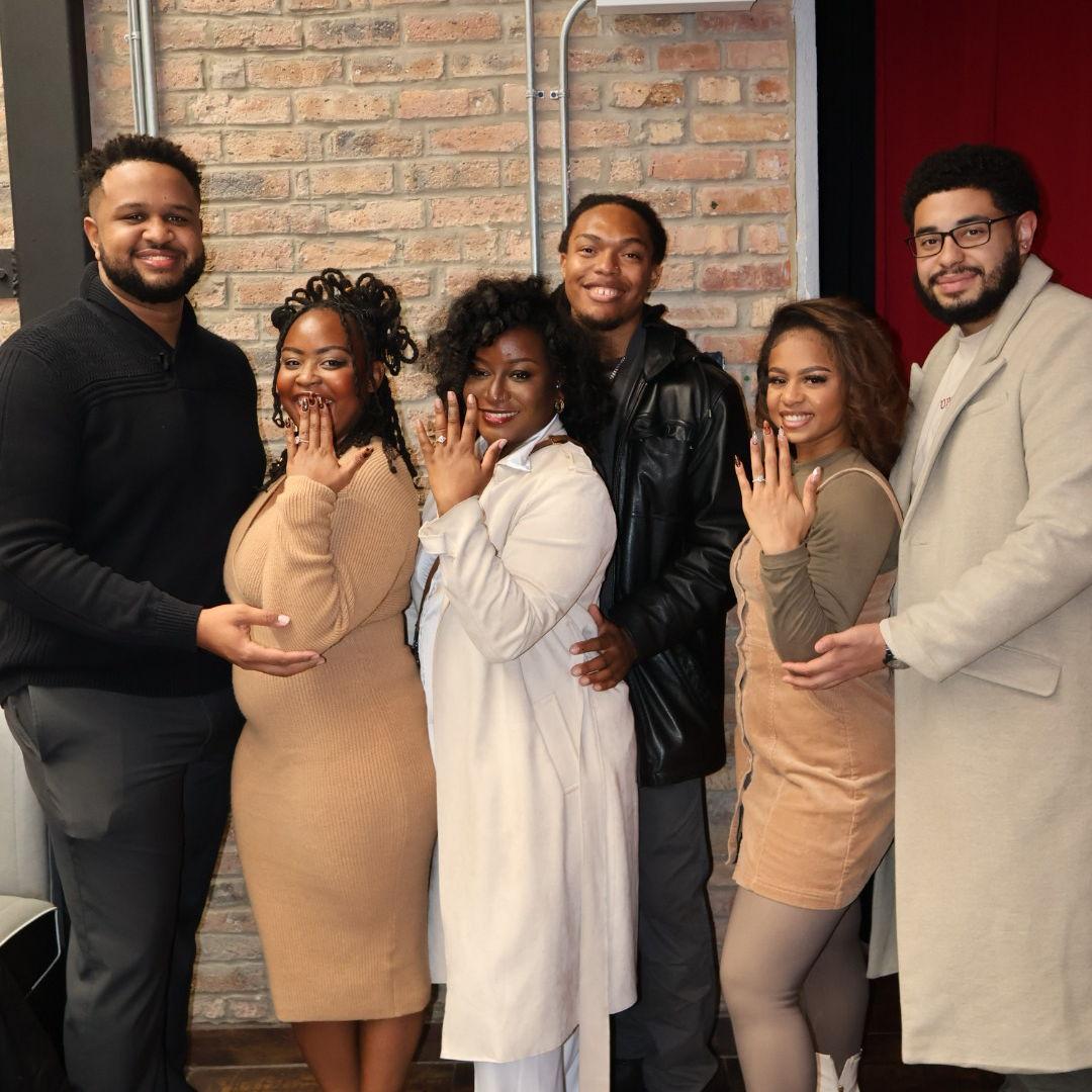 Briya and Jaylen's engagement. The engaged couples all together.