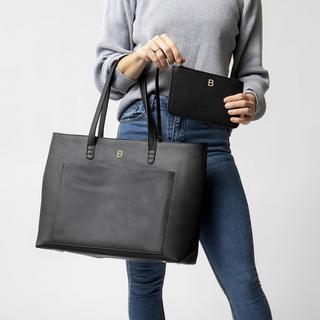 Vegan Saffiano Leather Tote and Clutch Set