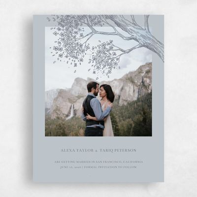 Gray, Grey Wedding Save the Date - Manitou Portrait