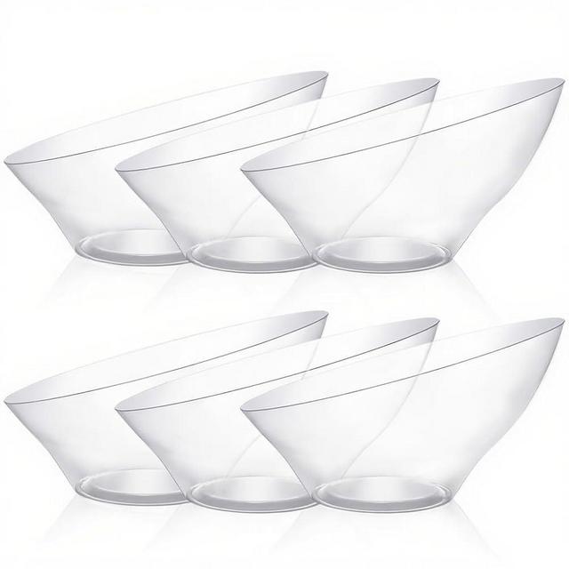 BESTVIP 54oz Clear Plastic Serving Bowls for Party - 12 Pack Angled Disposable Serving Bowls, Party for Chips, Snacks, Fruit, Salad - Bowls for Parties, Daily Use, Catering, Christmas