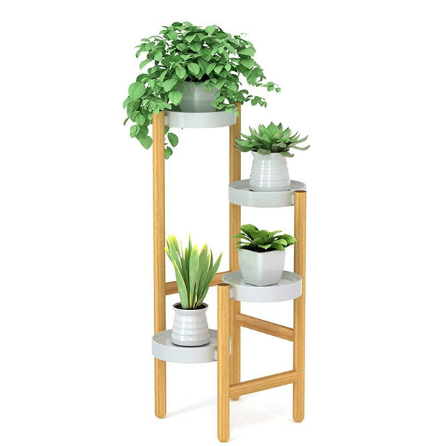 Bamboo Plant Stands Indoor, 4 Tier Tall Corner Plant Stand Holder & Plant Display Rack for Outdoor Garden Indoor Home (4 Tier -1)