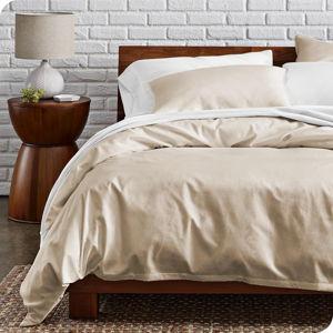 Bare Home 100% Organic Cotton King/California King Duvet Cover Set - Crisp Percale Weave - Lightweight & Breathable - Cooling Duvet Cover Set (King/Cal King, French Beige)