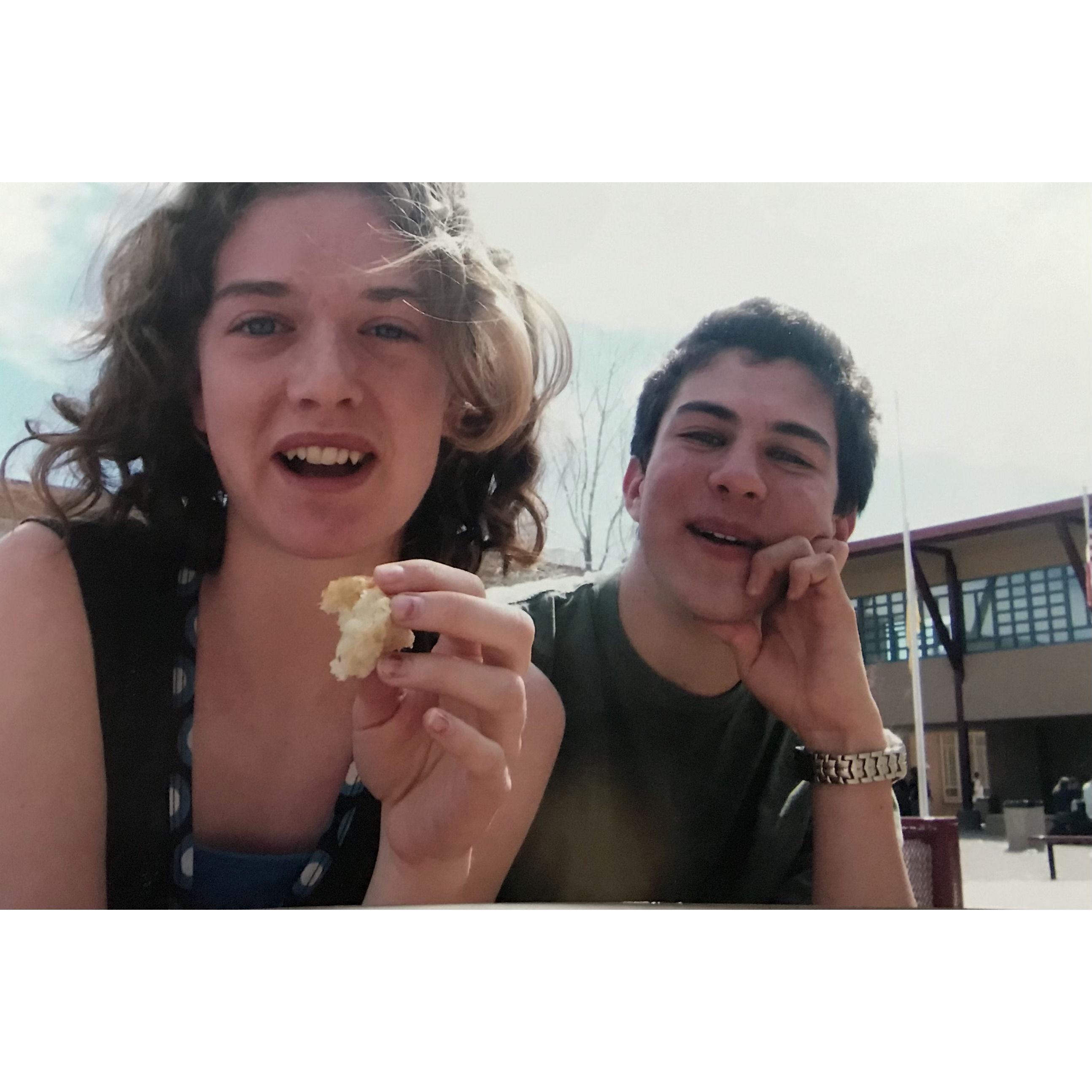 Vintage Emma and Griff in the Valley High School courtyard, circa 2007. Thank you disposable cameras lol!