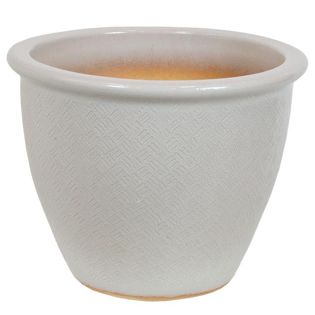 Sunnydaze Indoor/Outdoor Ocean Villa Decorative Glazed Ceramic Planter for Greenery or Flowers - 15" - Pearl