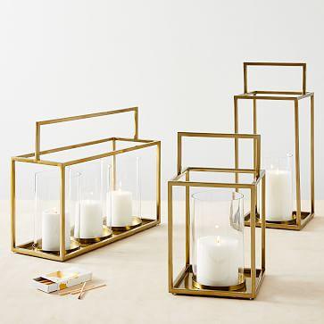 Tall Framed Lanterns - Brass