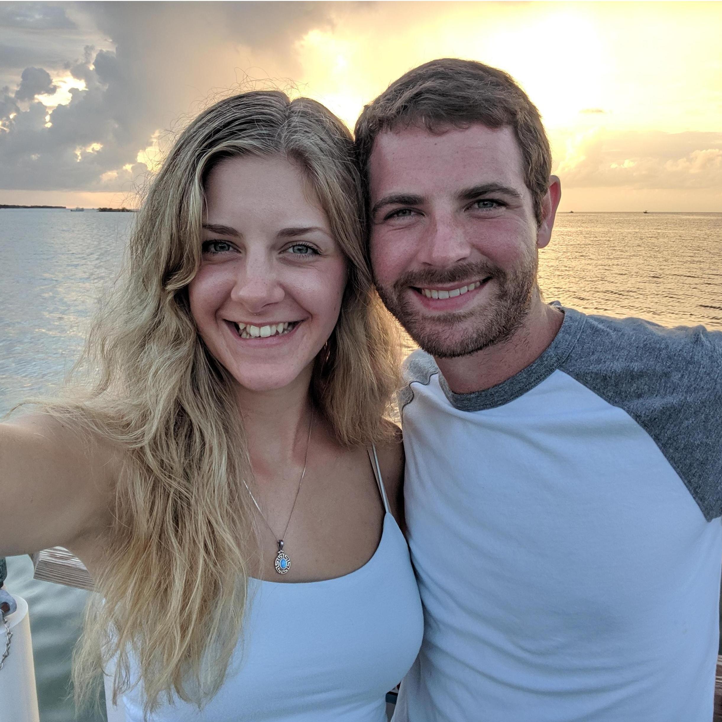 Smiles all around watching the sunset after a delicious dinner on the water in the Florida Keys