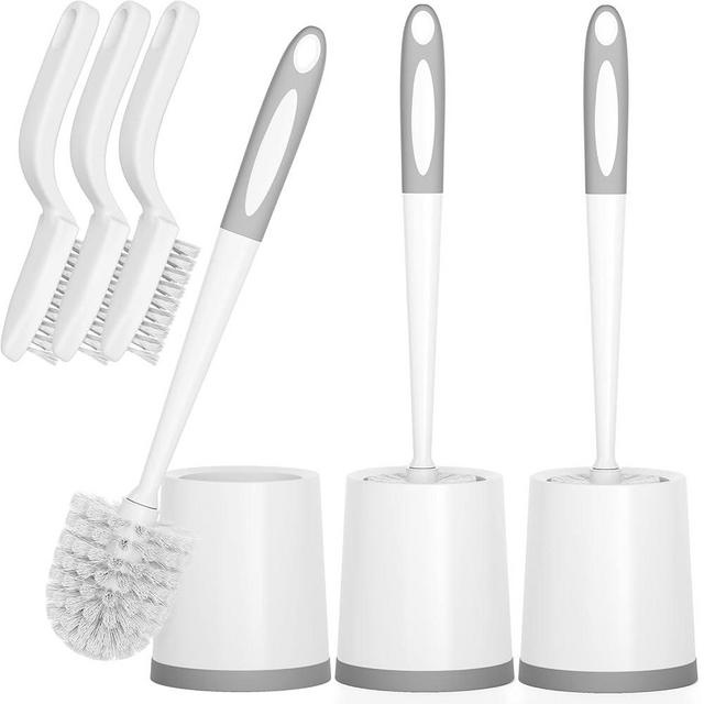 Toilet Brush, 3 Pack Toilet Brush and Holder Set Bathroom Accessories, Toilet Scrubber with 3 Clean Brush, Cleaning Supplies Toilet Bowl Cleaner Brush for Deep Cleaning