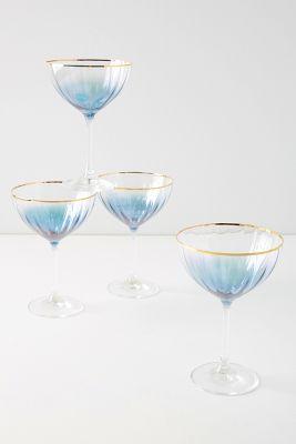 Waterfall Coupe Glasses, Set of 4