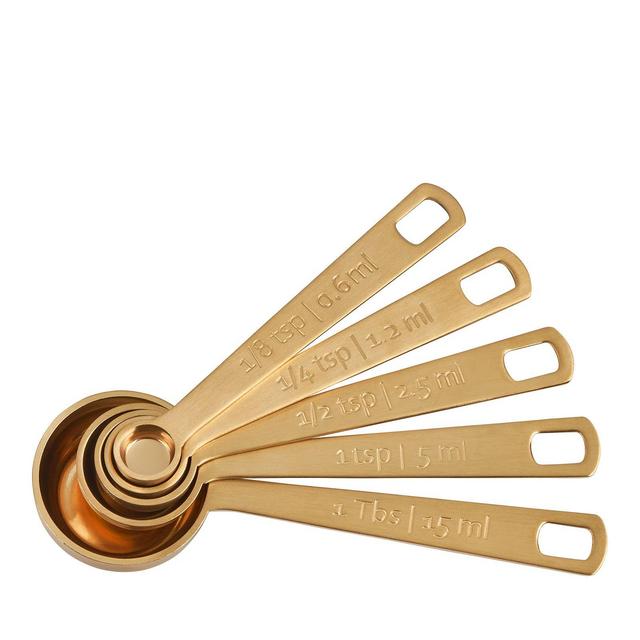 Le Creuset Stainless Steel Gold Tone Measuring Spoons, Set of 5