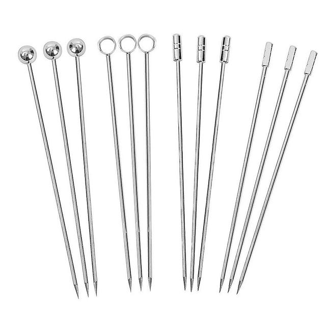 Cocktail Picks Stainless Steel Martini Picks Set Fruit Stick Cocktail Picks Perfect Olive Skewers Will Not Drown in Your Martinis, Cocktails, and Bloody Mary Set of 12
