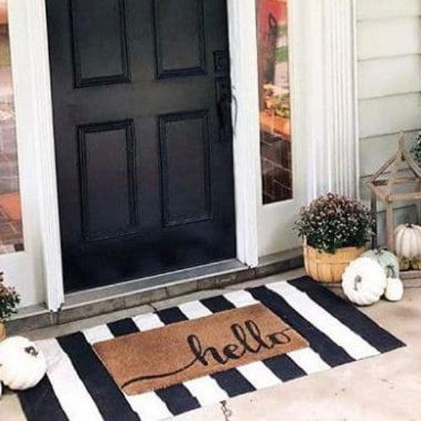 Black and White Stripe Outdoor Rug 3X5, Front Door Mat