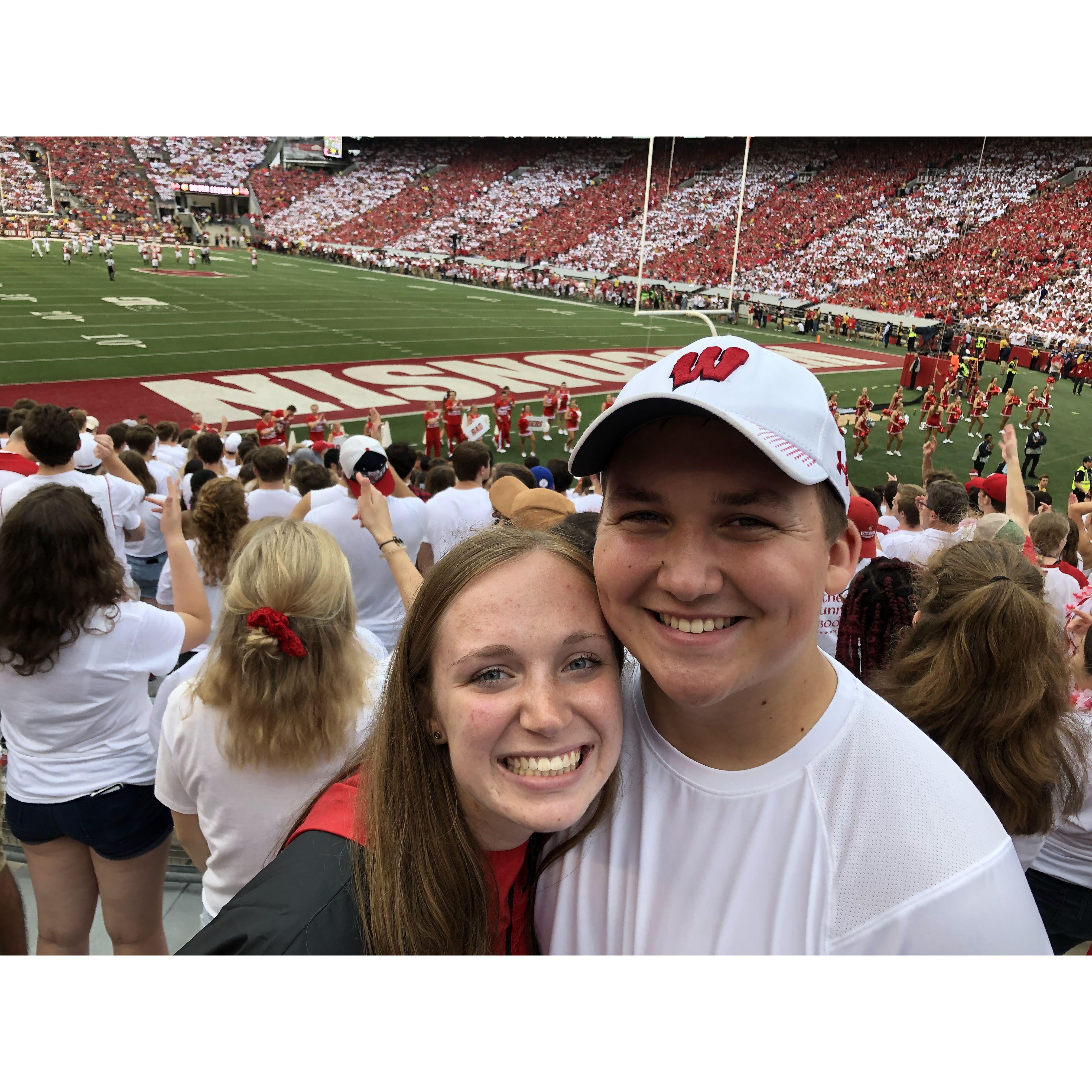 One of our first Badger games in college.