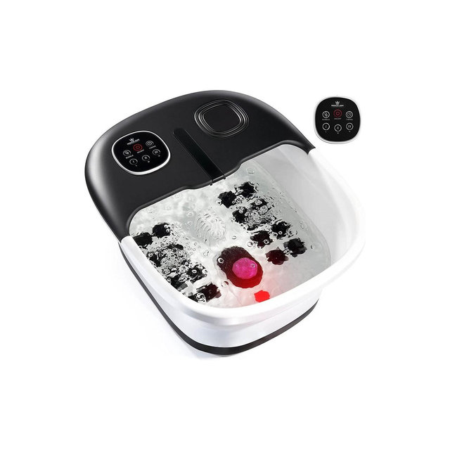 Foot Spa Massager Collapsible option - Includes Remote Control, Pumice Stone, Heat option, Bubbles, Jets and Vibration Button - MedicalKinUsa