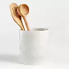 Fern White Ceramic Utensil Holder