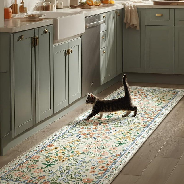 Washable Kitchen Rug Runners for Hallways: 2'x6' Entryway Rug with Non Slip Backing Low Pile Soft Indoor Floor Carpet Runner for Hallways Kitchen Laundry Room Bedroom