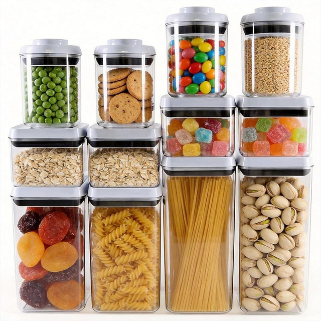 MiraFure 12 Pcs Pop Containers Set, Airtight Food Storage with Lids, Push Button BPA-Free Bulk Set for Large Family & RV, 0.65QT/0.7QT/1.8QT/2.4QT for Cereal, Flour, Sugar, Commercial Kitchen Storage