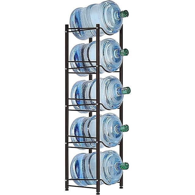 5 Gallon Water Jug Holder Water Bottle Storage Rack, 5 tier water cooler jug rack, 5 gallon water jug stand, 5 Gallon Water Bottle Holder(5 Tier, Dark Brown)