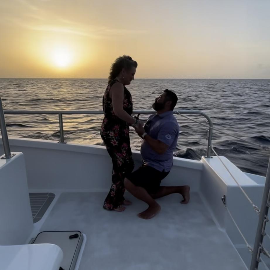 Joe proposed on a boat in Turks and Cacos August 2023