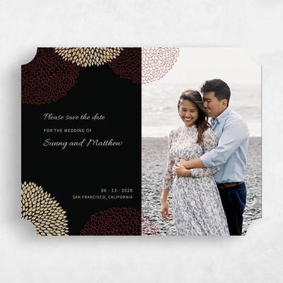 Black Ticket Wedding Save the Date - Mikasa Portrait