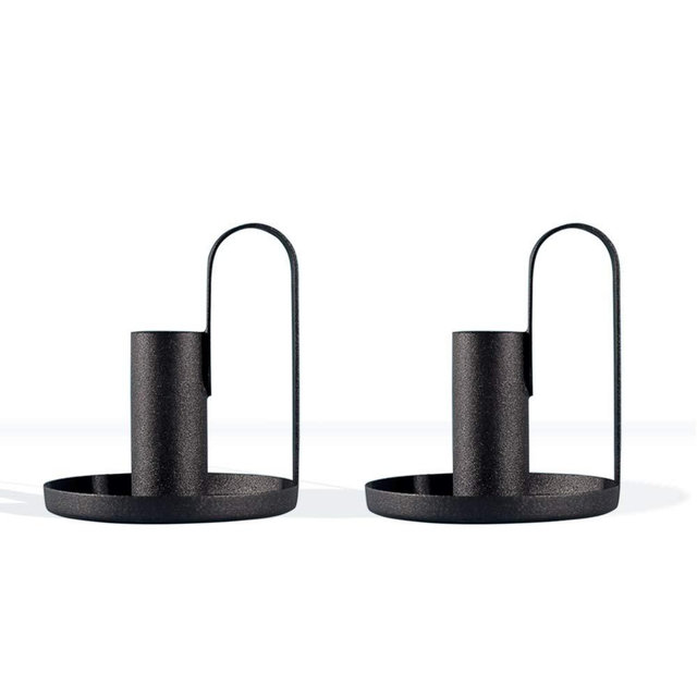 FENKOO Taper Candle Holders, Candlestick Set of 2, Anti Rust Retro Iron Vintage Candelabra Stand Candlelight Dinner Party Kitchen Home Decoration