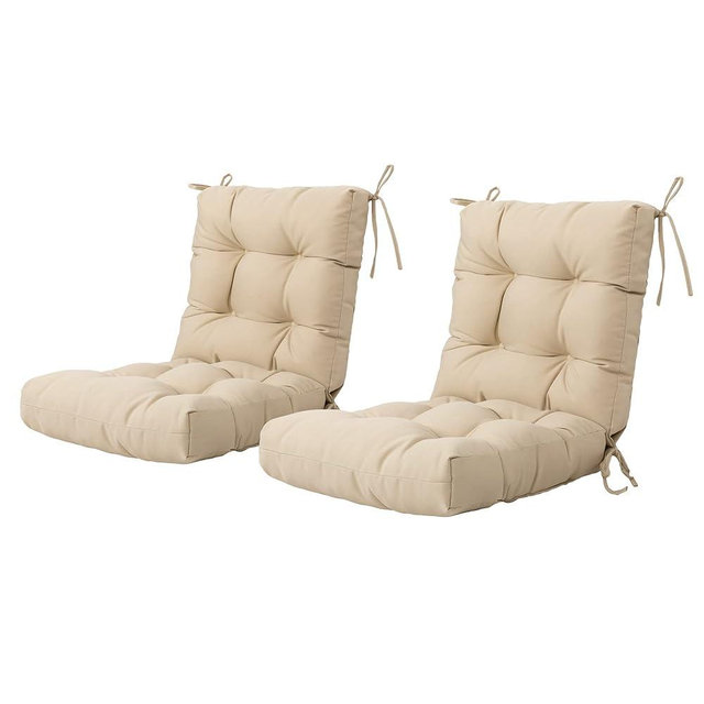 ARTPLAN Seat/Back Outdoor Chair Cushion,Patio Chair Cushion with Tie,Tufted Patio Cushion Replacement,Set of 2,20X20X4 (2 Pack)