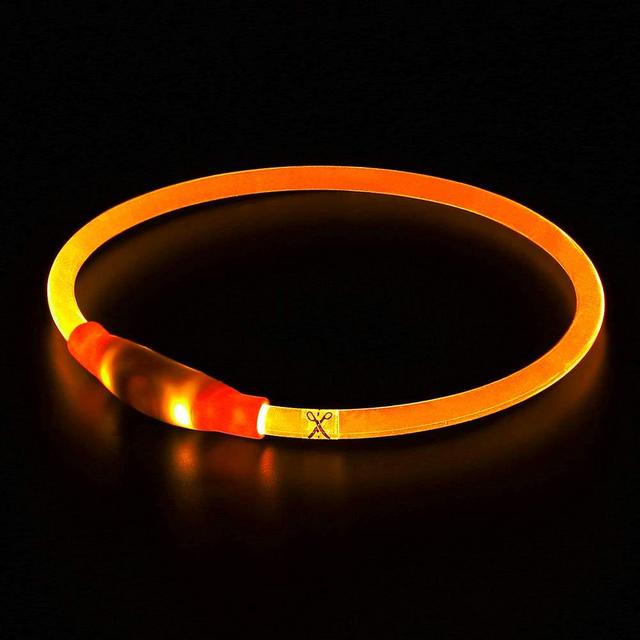 BSEEN LED Dog Collar, USB Rechargeable, Glowing pet Dog Collar for Night Safety, Fashion Light up Collar for Small Medium Large Dogs（Orange）