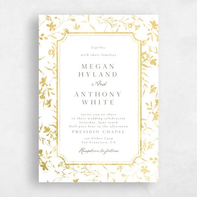 White Wedding Invitation - Vasara Portrait Foil