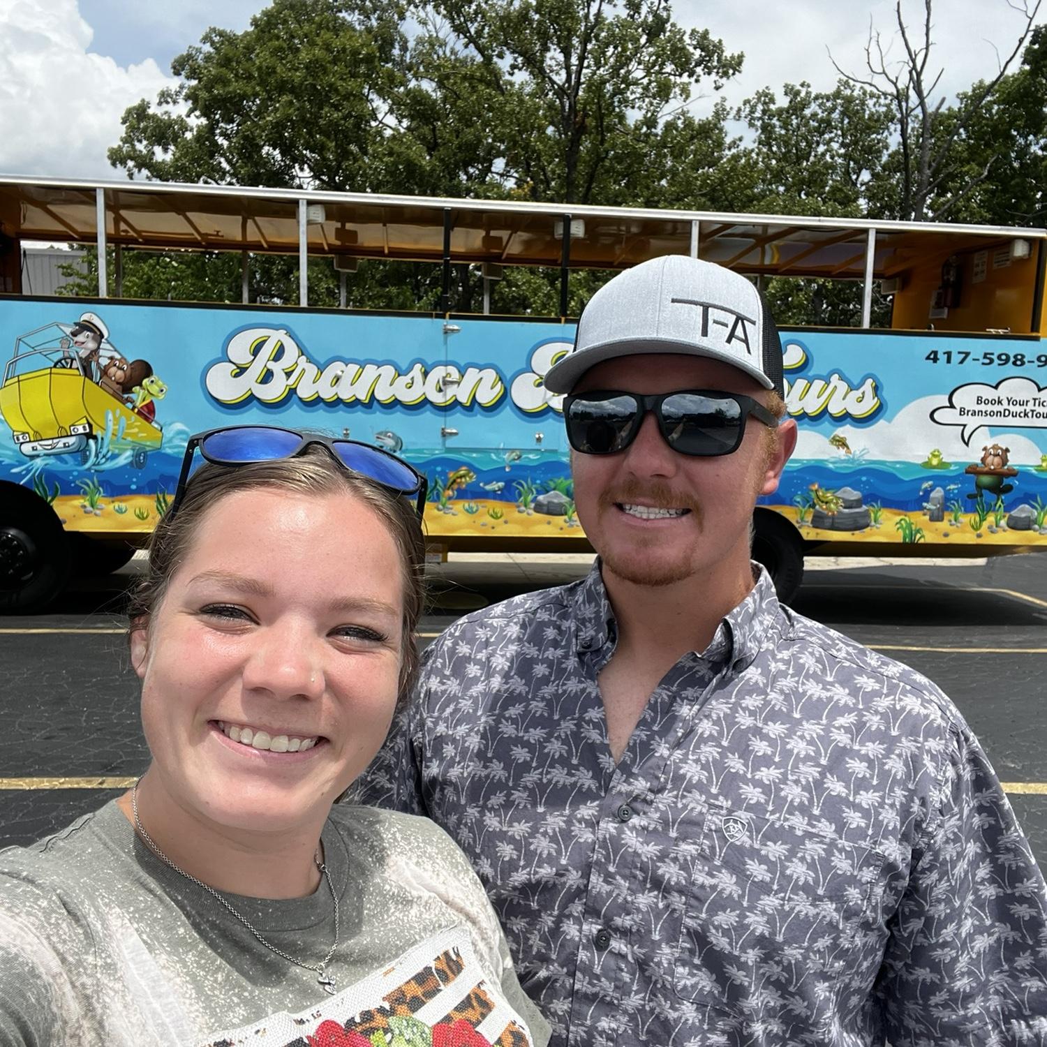 Duck tour they actually drive this bus into the water and it turns into a boat!
Vacation Branson MO ~ Engaged!!!!!