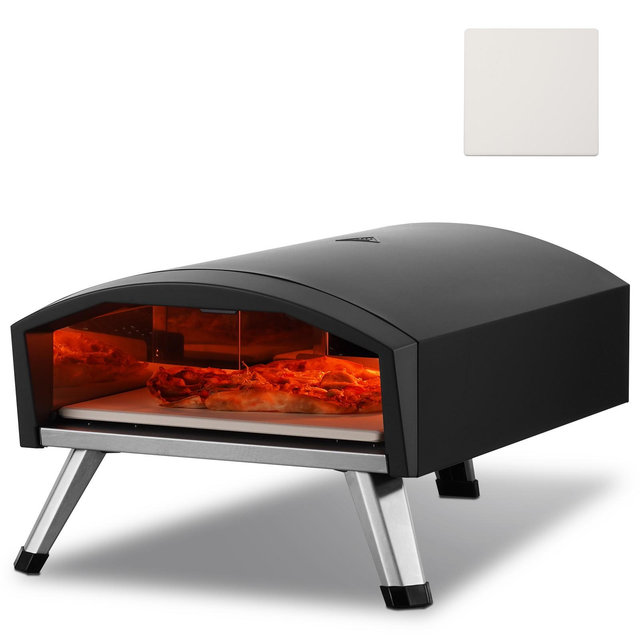 VEVOR Outdoor Pizza Oven, 12" Gas Fired Pizza Maker, Portable Outside Pizza Grill with Thickened Cordierite Pizza Stone, Waterproof Cover