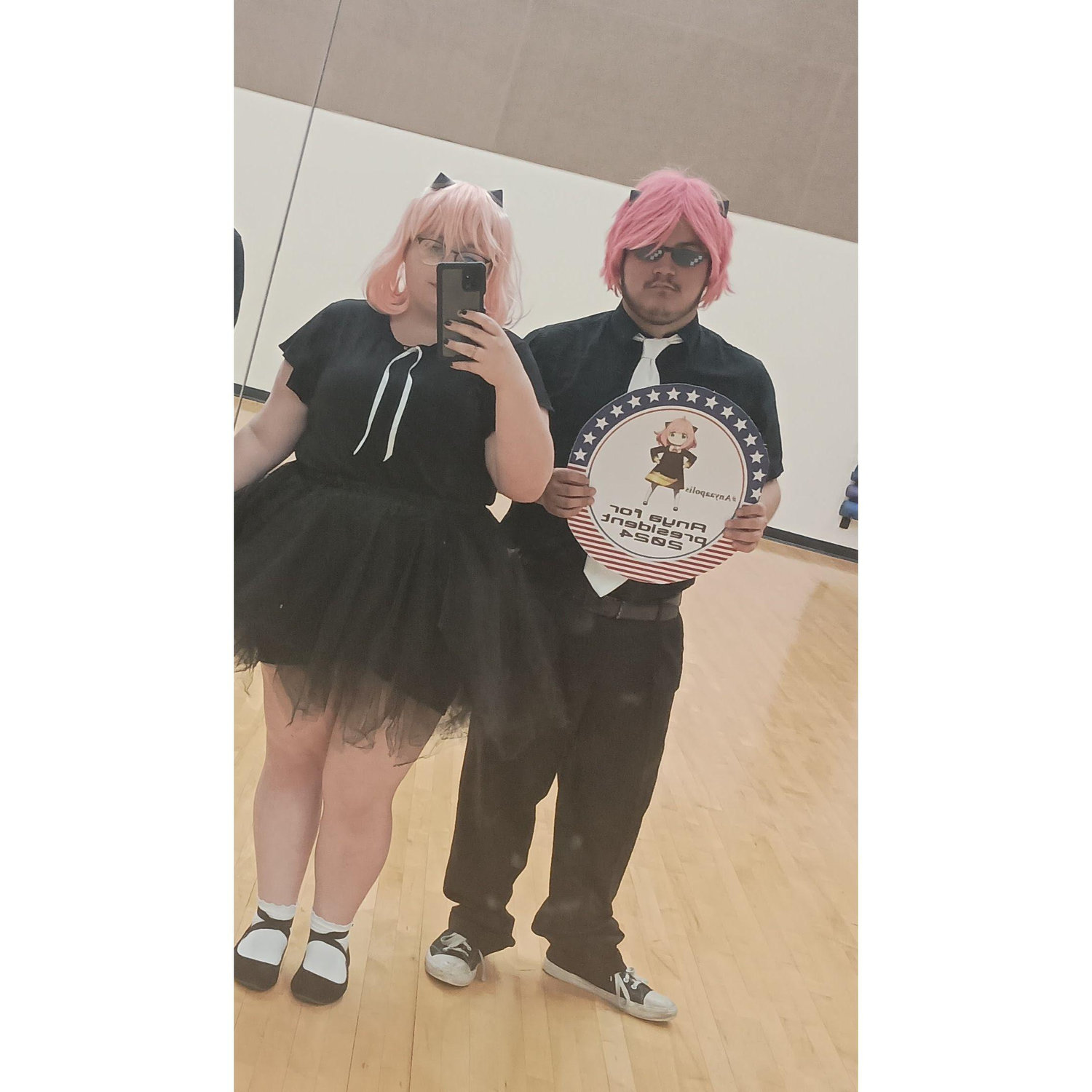 We snapped a mirror selfing right before performing together in a cosplay competition as Anyaapolis!