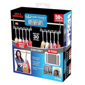 Hampton Direct, Inc. - Wonder Hanger Max NEW & IMPROVED, Pack of 10-3x the Closet Space for Easy, Effortless, Wrinkle-free Clothes, Comes Fully Assembled, Grey
