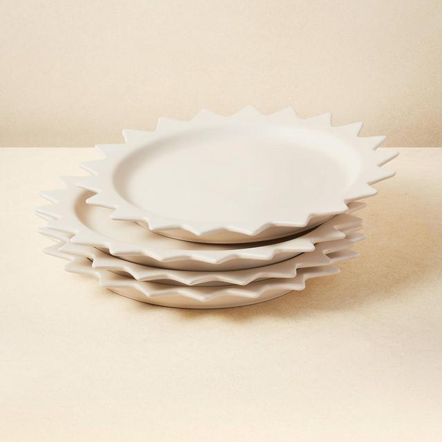 10" 4pk Stoneware Pointed Sun Dinner Plates White - Opalhouse™ designed with Jungalow™