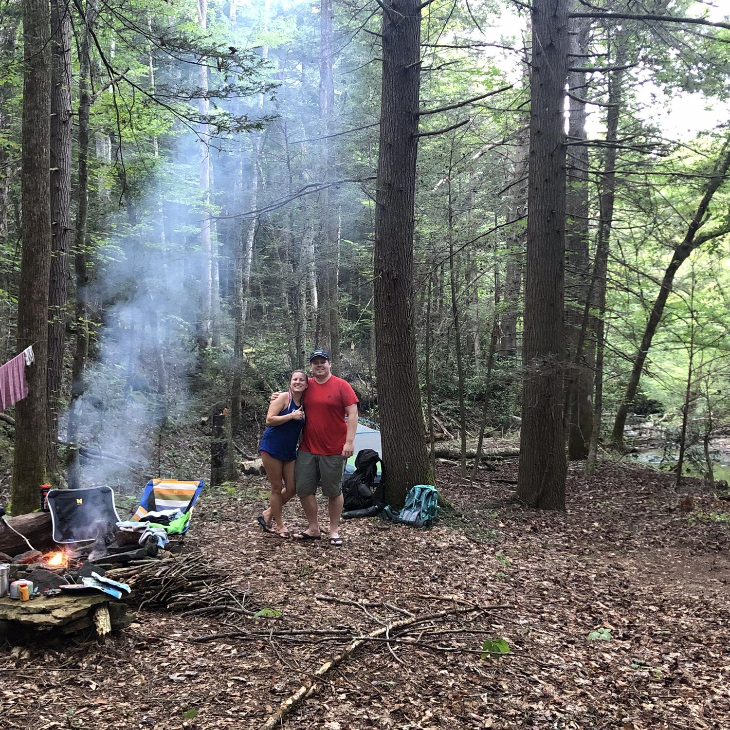 Our first backpacking trip in Big South Fork Tennessee, the park where Ben proposed to Fallin 6 years later.