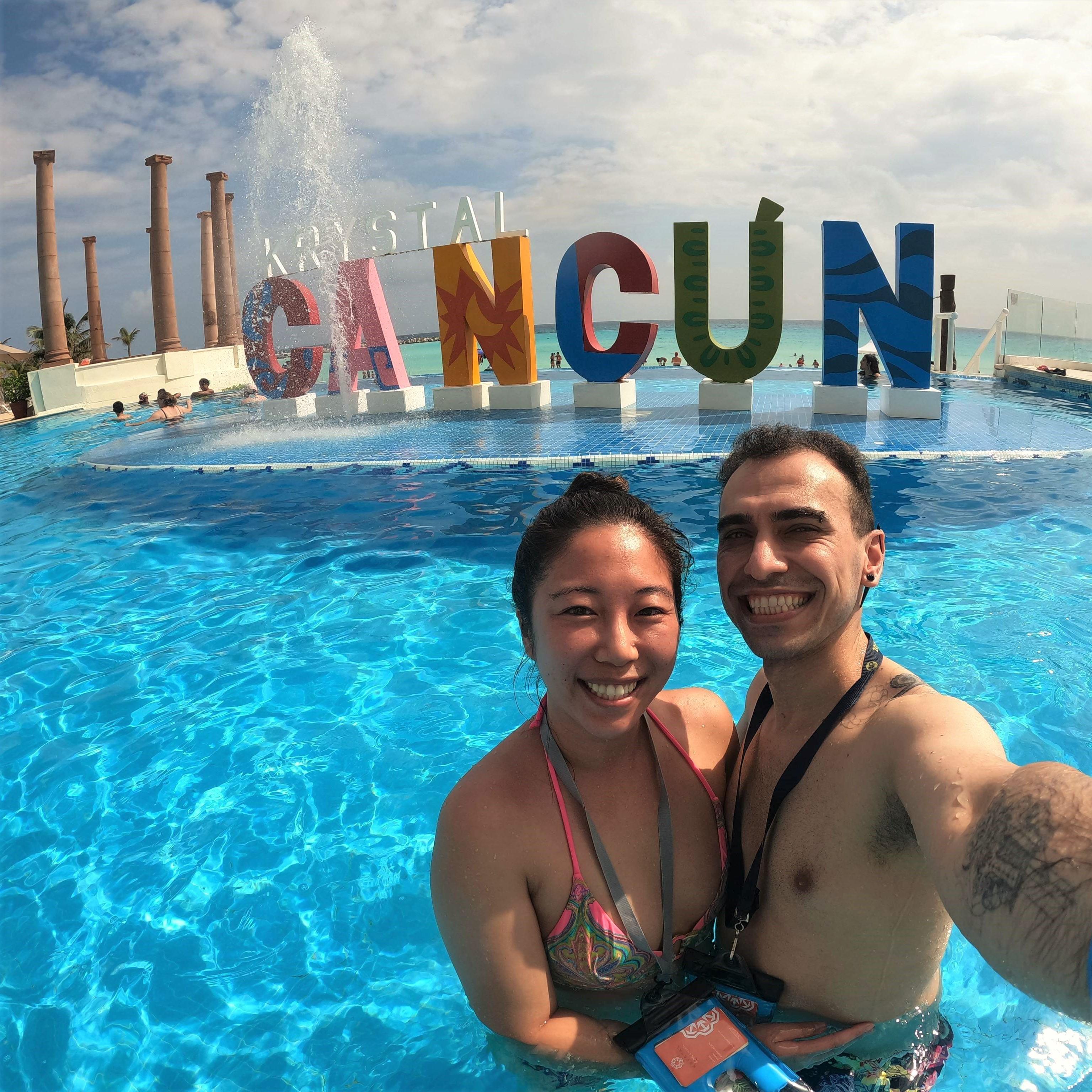 First family vacation with Vivian's mom and sister in sunny Cancún, Mexico.