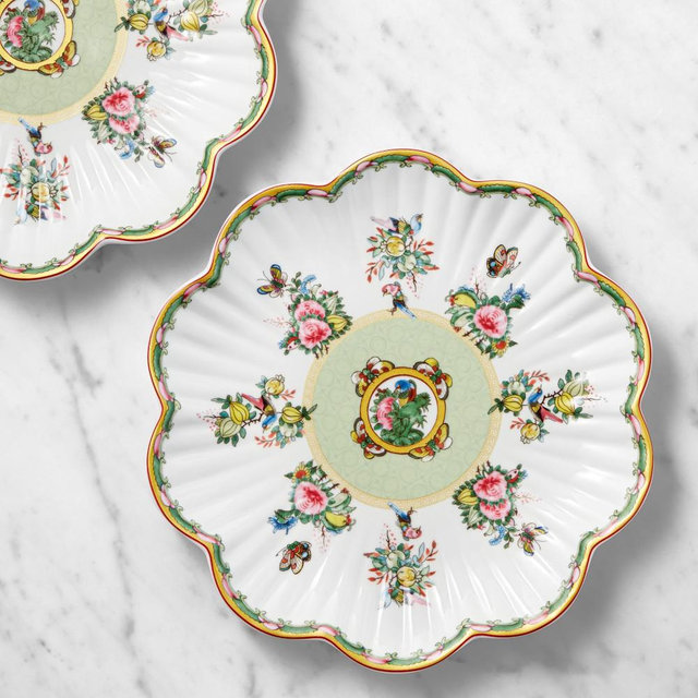 Famille Rose Scalloped Salad Plates, Set of 8