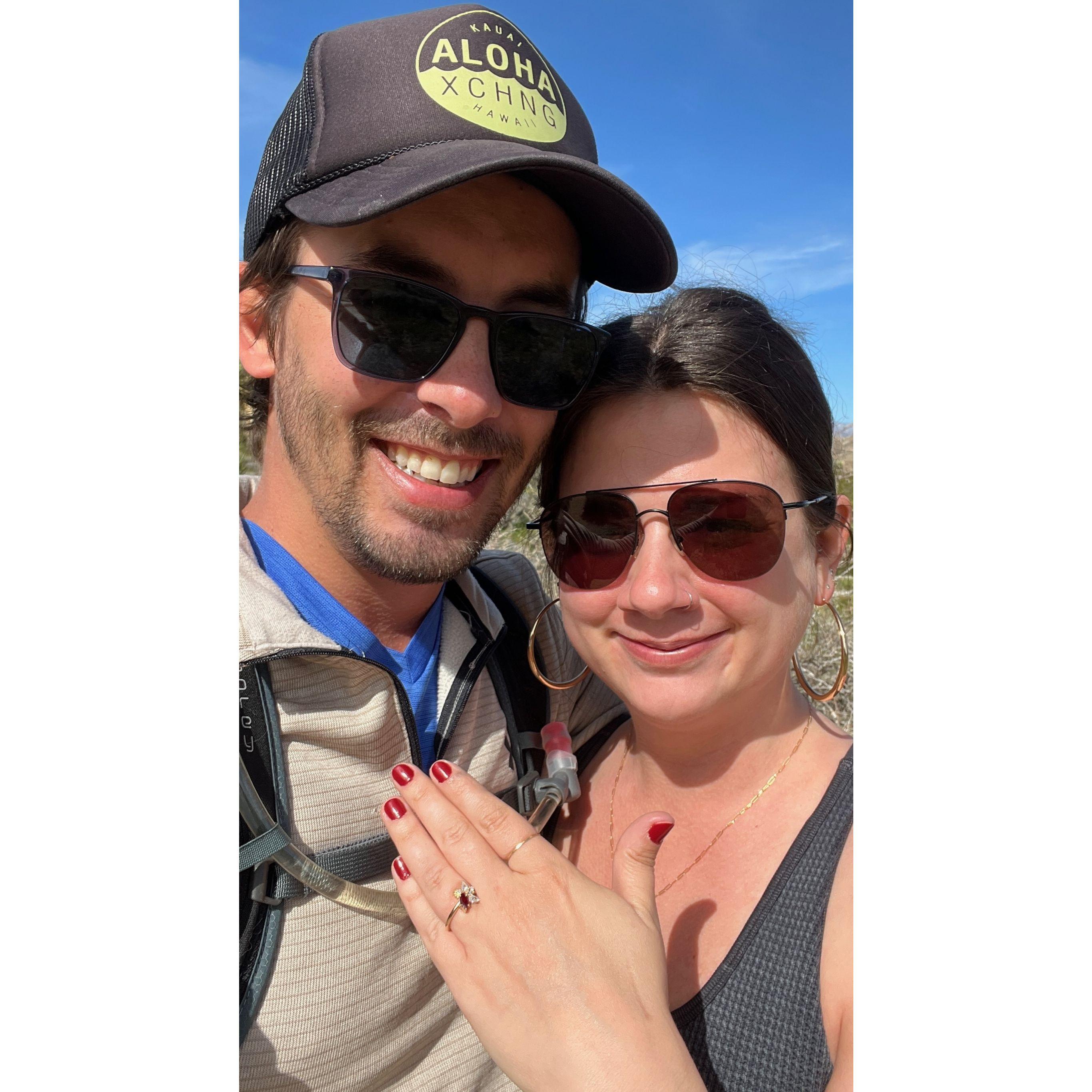 Newly engaged in Joshua Tree!