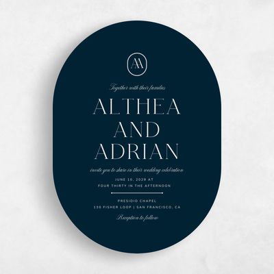 Darkest Teal, Blue Wedding Invitation - Conrad Type