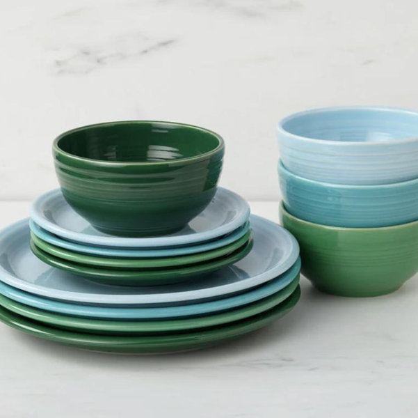Mixed Aegean Bistro Coupe 12-Piece Dinnerware Set, Service for 4