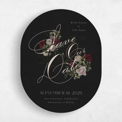 Black Oval Wedding Save the Date - Bourgeon Portrait