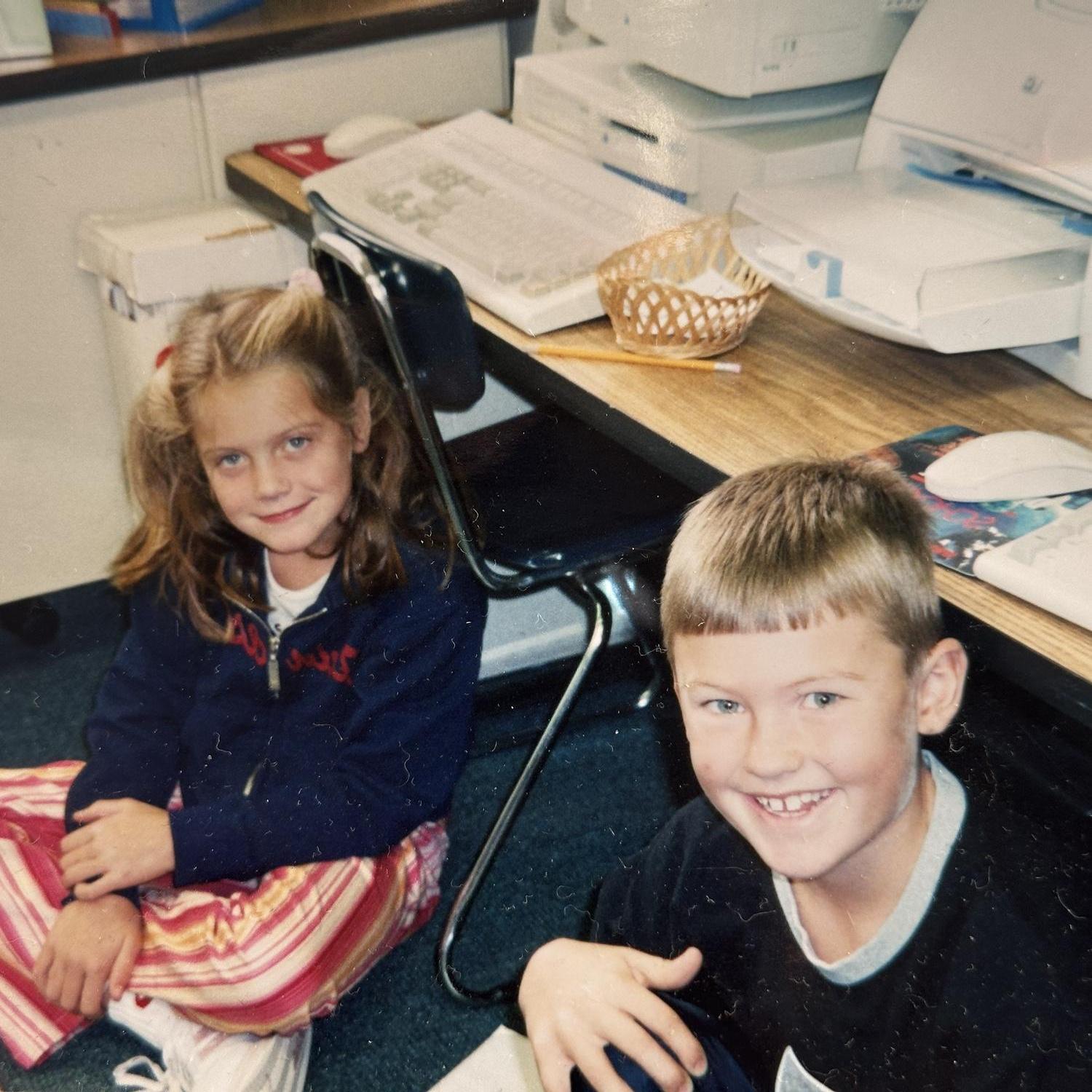 Fun fact: Riley and I were in the same class in first, second, and fifth grade. While cleaning out his room last year we came across an old yearbook with this photo of us from 2002!