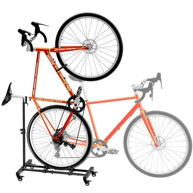 Sttoraboks Vertical Bike Stand, Freestanding Indoor Bike Storage Rack Upright Bicycle Floor Stand Indoor Bike Holder with Adjustable Height for Garage & Apartment - for Wheels Sizes up to 29”