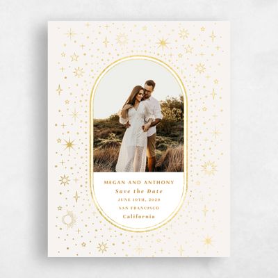 Light Oatmeal, Beige Wedding Save the Date - Heron Photo Foil